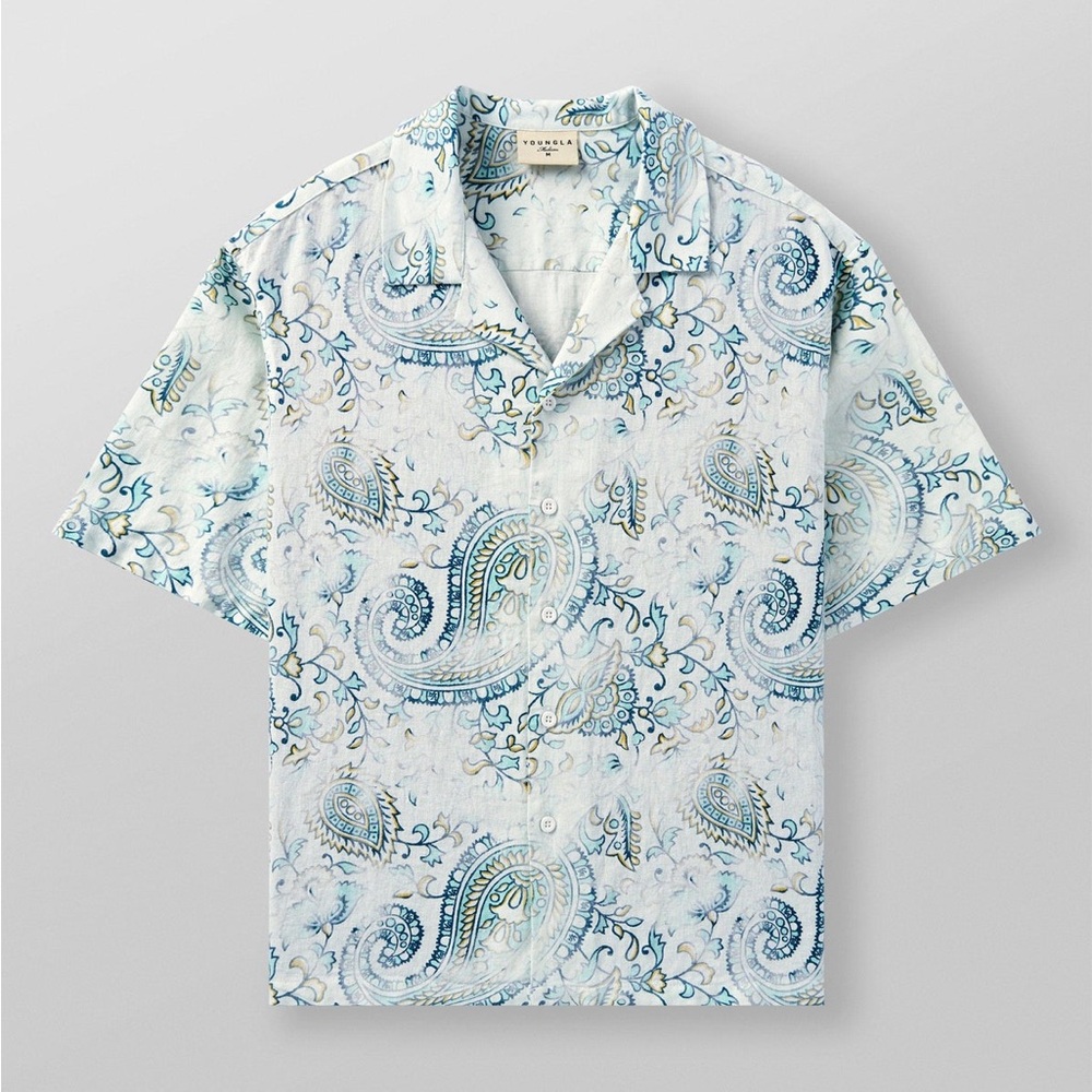 YOUNGLA MOSAIC LINEN BUTTON-UPS - Picture 3 of 7
